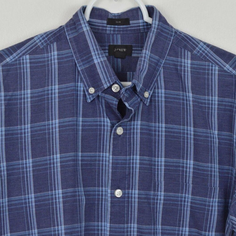 J CREW Medium Slim Plaid Cotton Long Sleeve Shirt